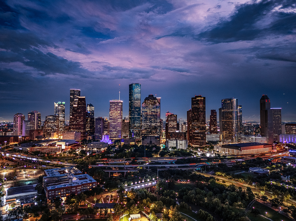 image of downtown Houston, Texas captured at twilight